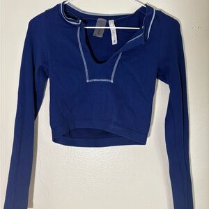 SOLD As Revival Blue Long Sleeve Crop Top